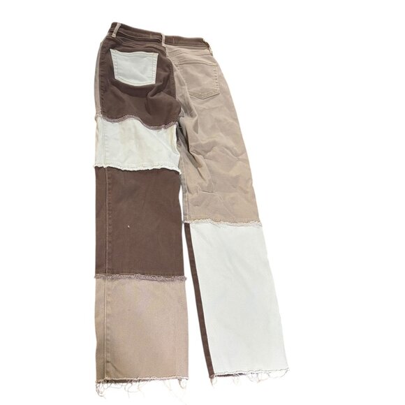 Hollister 3R 26/31 Ultra High Rise Dad Jean Brown Patchwork Raw Hem - Picture 6 of 7